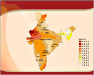 solar radiation map of India